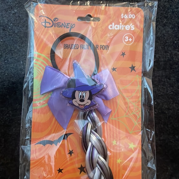 Minnie Mouse braided Faux Hair Ponytail and earrings - Picture 3 of 4